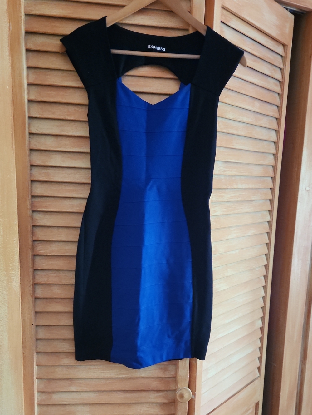 Express Black and Royal Blue Panel Mini Dress